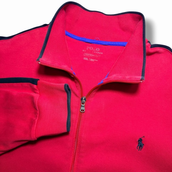 Polo Ralph Lauren Other - Polo Ralph Lauren XXL Track Red Cotton Pony Logo Knit Performance Jacket